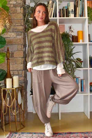 Stripe Boucle Slouch Knit Mocha & Moss